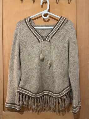 Soft oatmeal wool hooded sweater